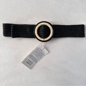NWT Zara Woven Belt with Round Acetate Buckle